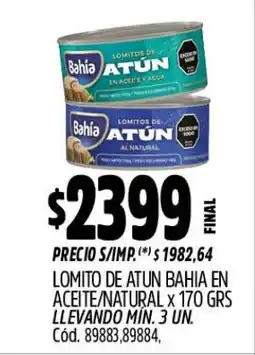 Supermercados Yaguar Lomito de atun bahia en aceite/natural oferta