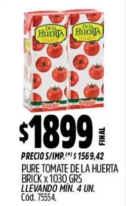 Supermercados Yaguar De la huerta pure tomate brick oferta