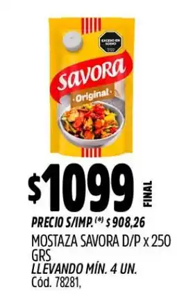 Supermercados Yaguar Savora mostaza d/p oferta