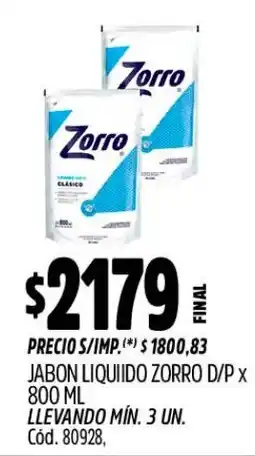 Supermercados Yaguar Zorro jabon liquiido d/p oferta