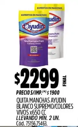 Supermercados Yaguar Ayudín quita manchas blanco supremo/colores vivos oferta