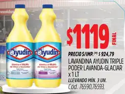 Supermercados Yaguar Ayudín lavandina triple poder lavanda-glaciar oferta