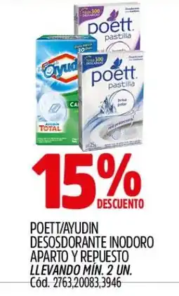 Supermercados Yaguar Poett/ayudín desosdorante inodoro aparto y repuesto oferta