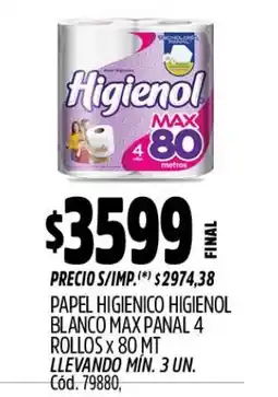 Supermercados Yaguar Higienol papel higienico blanco max panal oferta
