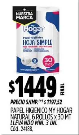 Supermercados Yaguar My hogar papel higienico natural oferta