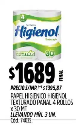 Supermercados Yaguar Higienol papel higienico texturado panal oferta