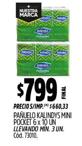 Supermercados Yaguar Kalindys pañuelo mini pocket oferta