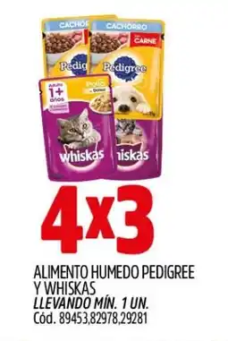 Supermercados Yaguar Pedigree y whiskas alimento humedo oferta