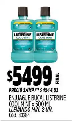 Supermercados Yaguar Listerine enjuague bucal cool mint oferta