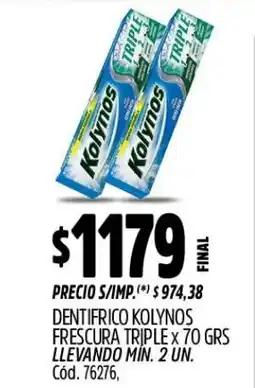 Supermercados Yaguar Kolynos dentifrico frescura triple oferta