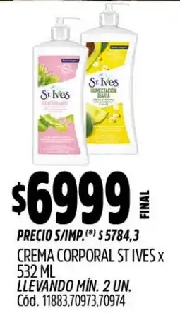 Supermercados Yaguar St ives crema corporal oferta