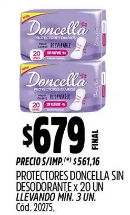 Supermercados Yaguar Doncella preprotectores sin desodorante oferta