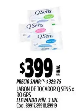 Supermercados Yaguar Q sens jabon de tocador oferta