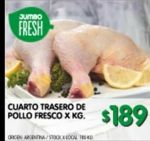 Jumbo Cuarto trasero de pollo kg oferta