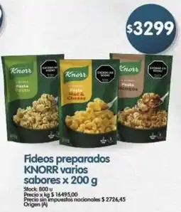 Supermercados Buenos Días Knorr fideos preparados sabores oferta