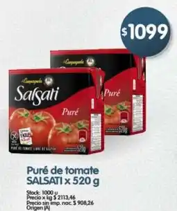 Supermercados Buenos Días Salsati puré de tomate oferta