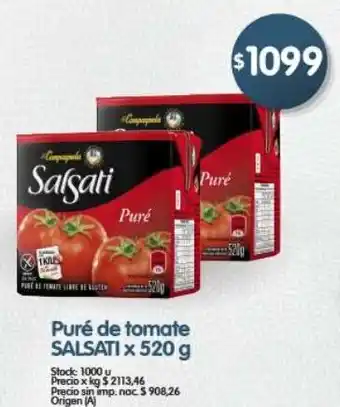 Supermercados Buenos Días Salsati puré de tomate oferta
