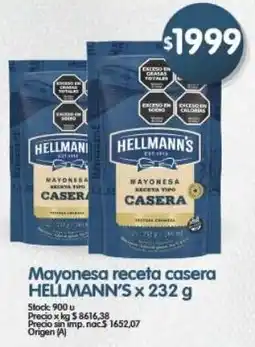 Supermercados Buenos Días Hellmann's mayonesa receta casera oferta