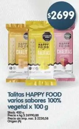 Supermercados Buenos Días Happy food talitas varios sabores 100% vegetal oferta
