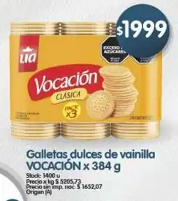 Supermercados Buenos Días Vocación galletas dulces de vainilla oferta
