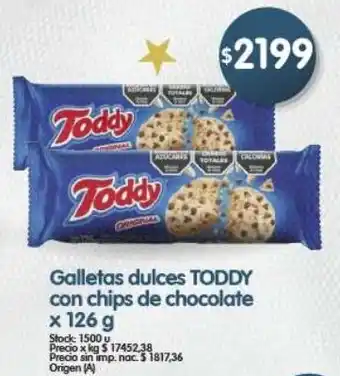 Supermercados Buenos Días Toddy galletas dulces con chips de chocolate oferta