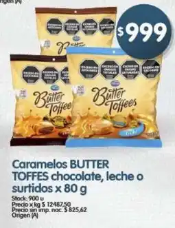 Supermercados Buenos Días Butter toffes caramelos chocolate, leche o surtidos oferta