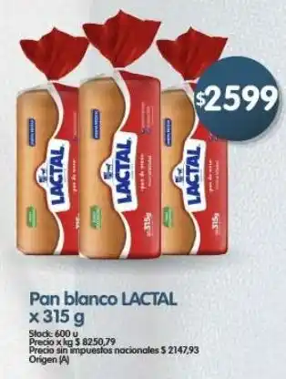 Supermercados Buenos Días Lactal pan blanco oferta
