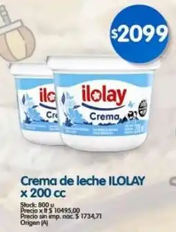 Supermercados Buenos Días Ilolay crema de leche oferta