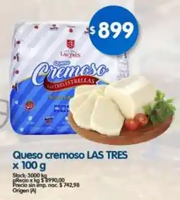 Supermercados Buenos Días Las tres queso cremoso oferta