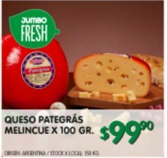 Jumbo Queso pategrás melincue x 100g oferta