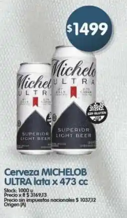 Supermercados Buenos Días Michelob ultra cerveza lata oferta