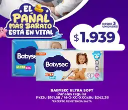 Supermayorista Vital Babysec ultra soft pañales regular oferta