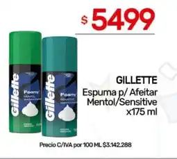 Nini Mayorista Gillette espuma p/ afeitar mentol/sensitive oferta