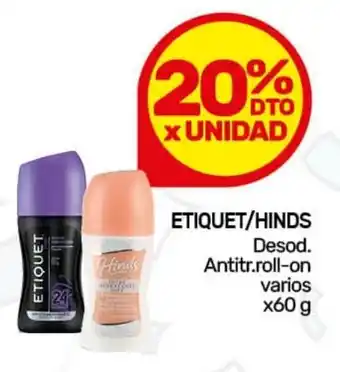 Nini Mayorista Etiquet/hinds desod. antitr.roll-on varios oferta
