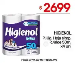 Nini Mayorista Higienol max p.hig. hoja simp. c/aloe oferta