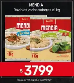 Nini Mayorista Mendia ravioles varios sabores oferta