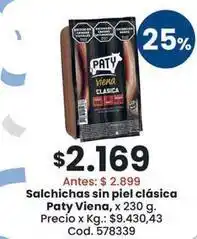 Coto Paty - salchichas sin piel clásica oferta