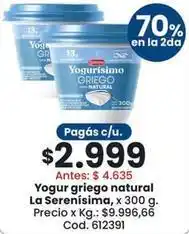 Coto La serenísima - yogur griego natural oferta