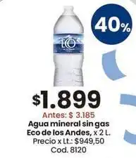 Coto Eco de los andes - agua mineral sin gas , x 2 l oferta