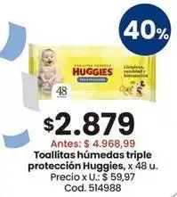 Coto Huggies - toallitas húmedas triple protección, x 48 u oferta