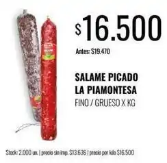 Supermercados Tadicor La piamontesa - salame picado oferta