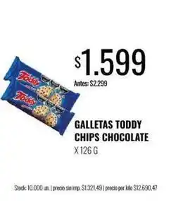Supermercados Tadicor Toddy - galletas chips chocolate oferta