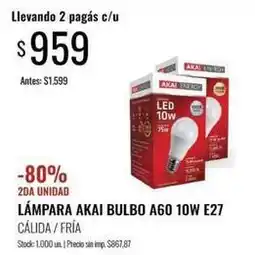Supermercados Tadicor Lámpara akai bulbo a60 10w e27 cálida / fría oferta