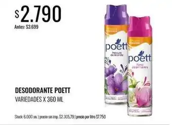 Supermercados Tadicor Poett - desodorante oferta