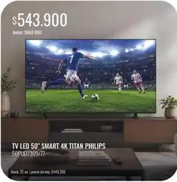 Supermercados Tadicor Philips - tv led 50 smart 4k titan 50pu d7309/77 oferta