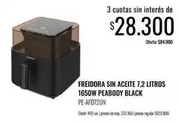 Supermercados Tadicor Peabody - freidora sin aceite 7,2 litros 1650w black pe-afd720n oferta