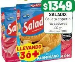 Almacor Saladix - galleta copetin vs sabores oferta