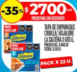 Supermercados DIA La sálteña tapa de empanadas criolla/hojaldre oferta
