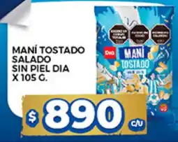 Supermercados DIA Dia maní tostado salado sin piel oferta