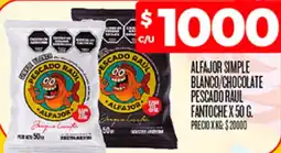Supermercados DIA Alfajor simple blanco/chocolate pescado raul fantoche oferta
